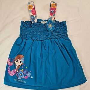 Littoe Potatoes Girls Blue Fit And Flare Tank Top With Mermaid On Bottom Size 8